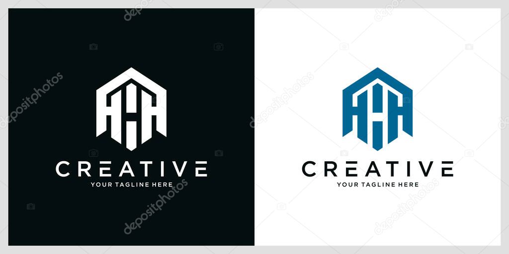 Alphabet letters Initials Monogram logo AH or HA