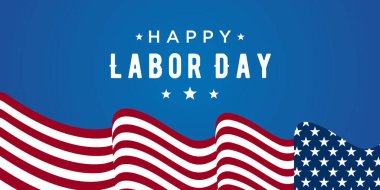 Happy Labor Day Vector greeting card or invitation card. Illustration of an American national holiday with a US flag.