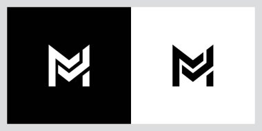M harfi ilk logo tasarım vektör şablonu