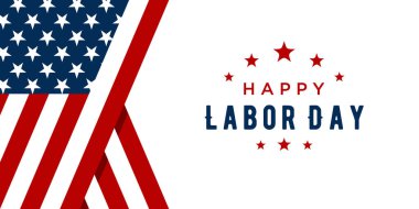 Happy Labor Day Vector greeting card or invitation card. Illustration of an American national holiday with a US flag.