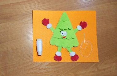 Yeşil dans eden Noel ağacı, zanaat, oyuncak, kesilecek parçalar