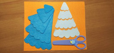 Mavi dans eden Noel ağacı, el işi, oyuncak, kesilecek parçalar