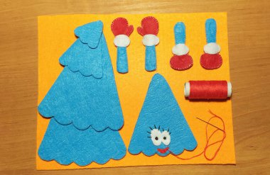 Mavi dans eden Noel ağacı, el işi, oyuncak, kesilecek parçalar