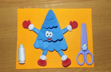 Mavi dans eden Noel ağacı, el işi, oyuncak, kesilecek parçalar