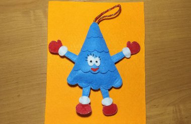 Mavi dans eden Noel ağacı, el işi, oyuncak, kesilecek parçalar