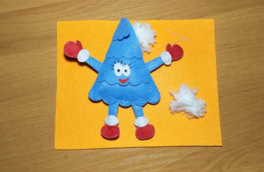 Mavi dans eden Noel ağacı, el işi, oyuncak, kesilecek parçalar