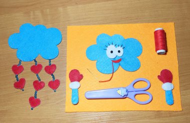 Aşk bulutu, Sevgililer Günü, el işi, oyuncak, hediye, kalp, aşk, dikiş, kesilecek parçalar