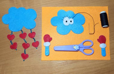 Aşk bulutu, Sevgililer Günü, el işi, oyuncak, hediye, kalp, aşk, dikiş, kesilecek parçalar