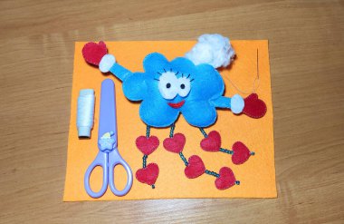 Aşk bulutu, Sevgililer Günü, el işi, oyuncak, hediye, kalp, aşk, dikiş, kesilecek parçalar