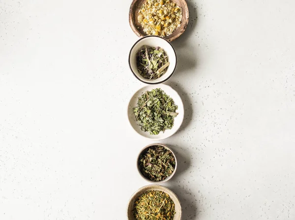 Різні Сухі Здорові Трави Рослинні Квіти Заварювання Трав Яного Чаю — стокове фото