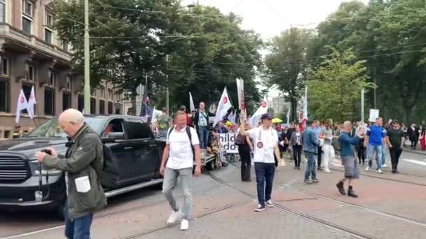 Χάγη Κάτω Χώρες Σεπτεμβρίου 2021 Διαδήλωση Στη Χάγη Κάτω Χώρες — Αρχείο Βίντεο