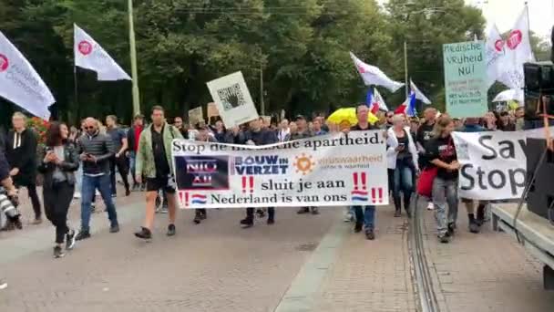 Χάγη Κάτω Χώρες Σεπτεμβρίου 2021 Διαδήλωση Στη Χάγη Κάτω Χώρες — Αρχείο Βίντεο
