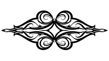 Temiz beyaz arka planda çarpıcı siyah kabile dövmesi tasarımı, vücut sanatı, moda ya da dekoratif kullanım için mükemmel.