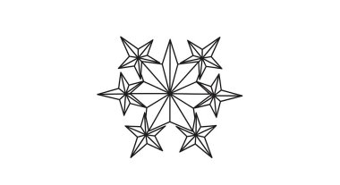 Yıldız desenli zarif geometrik kar taneleri, kış dekorasyonları, şenlikli tasarımlar veya sanatsal projeler için mükemmel.
