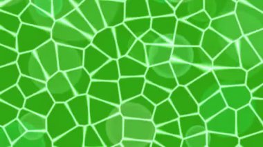 Yeşil mozaik desenler, soyut şekilleri ve dinamik görselleri gösteren animasyonlu bir video görüntüsünde pürüzsüz bir şekilde aktarılıyor..