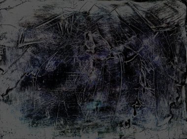 Koyu siyah ve soluk mor tonlu soyut desenli yüzey grunge tarzı endüstriyel sanatsal bir arka plan için çizikler ve çatlaklar içeriyor..