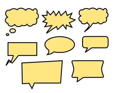 Beyaz arkaplanda çeşitli boş zihin baloncuklarının simgesi