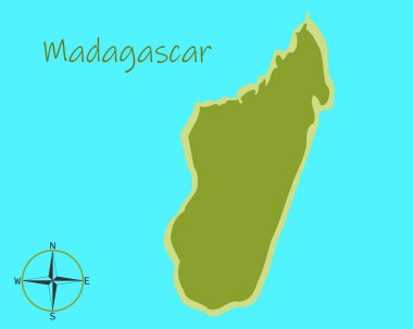 Afrika adasının basit renkli haritası Madagaskar