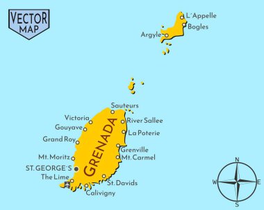 Simple isolated vector map of Caribbean island state of Grenada.