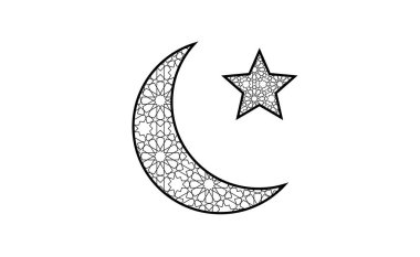 Soyut siyah beyaz çizgi. Geometrik ay şekilli doku arka planı. Ramazan deseni. retro biçimli konsept.