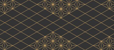 Soyut altın rengi siyah çizgi. Geometrik altıgen doku arka planı. Japon yaprağı şebeke şablonu. retro biçimli konsept.
