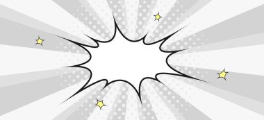 Soyut gri beyaz güneş ışınları. Geçmişe dönük çizgi roman dokusu arka planı. Konuşma baloncukları. pop sanat konsepti.