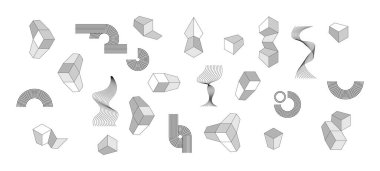 Soyut siyah beyaz çizgi. Geometrik binaların doku arka planı. Fütürist teknoloji seti. mimari kavram.