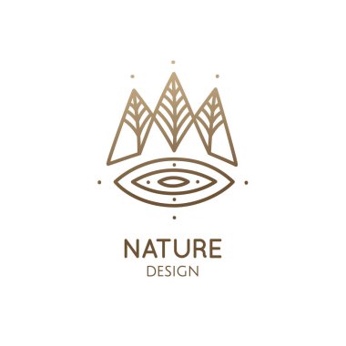 Doğa doğrusal logo orman manzarası