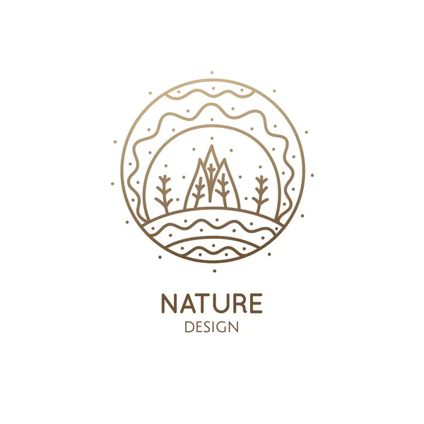 Nature Abstraite Logo Des Arbres Solaires Rivière Icône Ornementale Vectorielle — Image vectorielle