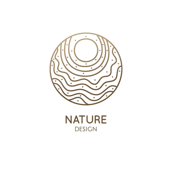 Yuvarlak logo güneşli deniz — Stok Vektör