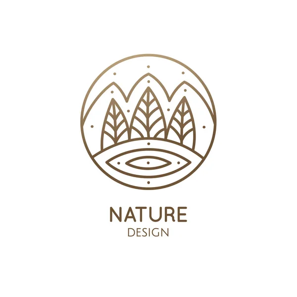 Naturalne liniowe logo krajobraz leśny — Wektor stockowy
