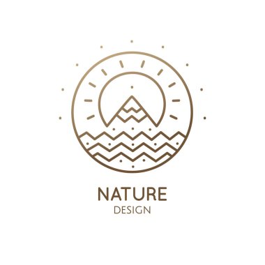 Logo güneşli dağ nehri