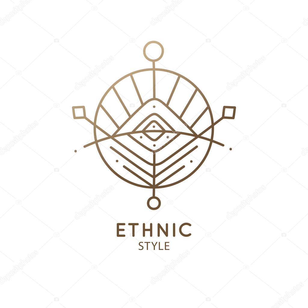Abstract nature logo. Vector geometric badge. Sacred alchemic symbol. Outline icon of abstract shapes, piramyd - business emblem for design card, alchemy, zen, ecology, religion concepts, yoga Center.