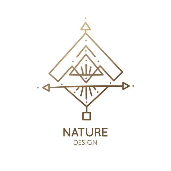 Logo Nature Abstrait Badge Géométrique Vectoriel Symbole Alchimique Sacré Icône — Image vectorielle