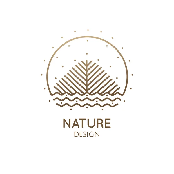 Nature linear logo landscape — Stock Vector