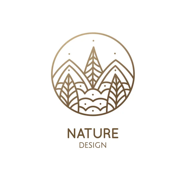 自然の線形ロゴの森の風景 — ストックベクタ