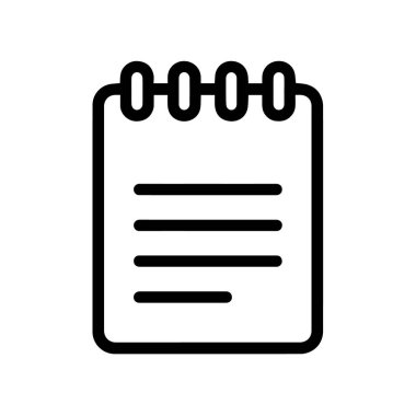 Basit not defteri simgesi beyaz arkaplanda satır ve halka bağlayıcı ile izole