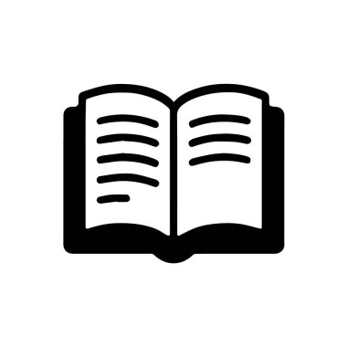 Siyah arkaplanda izole edilmiş metin içeren bir kitap simgesi aç