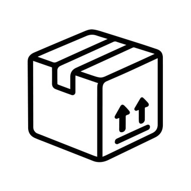 Beyaz arkaplanda izole edilmiş okları olan bir karton kutu çizimi