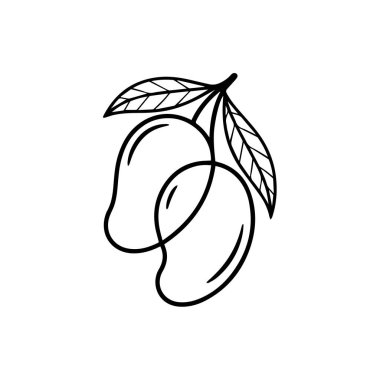 Beyaz arka planda yaprakları olan iki mango, tropikal meyve kavramı