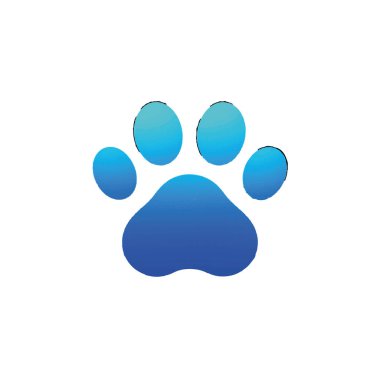 Beyaz arka planda izole edilmiş mavi patili hayvan ve hayvan bakımını temsil ediyor.