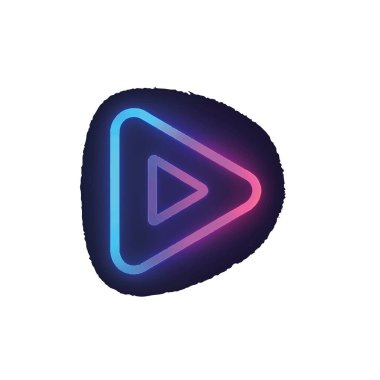 Müzik uygulaması için beyaz arkaplanda izole edilmiş neon ışığı olan çalma düğmesi