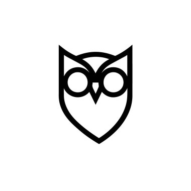 Beyaz arkaplanda izole edilmiş minimalist tasarıma sahip stilize baykuş simgesi