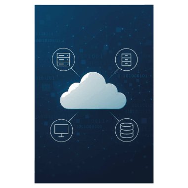 Sunucu, depolama, veritabanı ve bilgisayar simgelerine sahip bulut hesaplama ağı