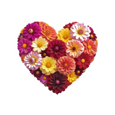 Çiçek desenli Heart Dahlia Çiçek Buketi Romantik Bahçesi Çok Renkli