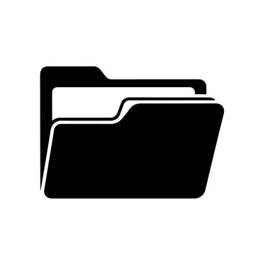 Beyaz arkaplanda izole edilmiş dosya depolama ve organizasyon için ortak bir sembol olan açık bir dizinin tasviri