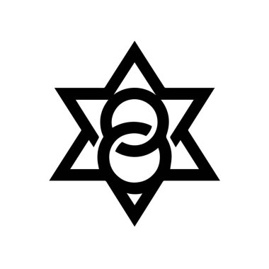 David 'in siyah yıldızı sekiz sembolüyle sarmalanmış.