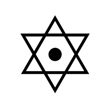 Merkezi noktalı David Yıldızı, Yahudiliğin sembolü.