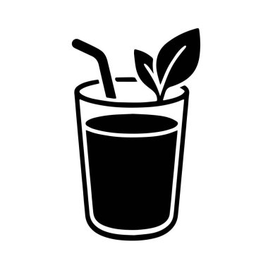 Sıcak bir yaz günü için serin ve canlandırıcı bir içecek, saman ve yapraklı garnitürle serinletici bir içecek.