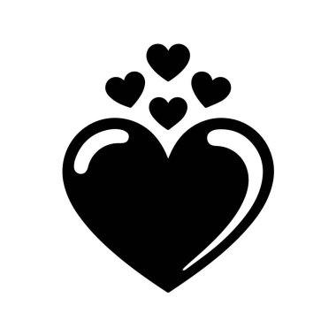 Beyaz arka planda daha küçük kalpleri olan çarpıcı bir kalp sembolü.